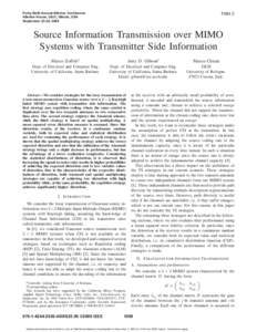 Source Information Transmission Over MIMO Systems with Transmitter Side Information