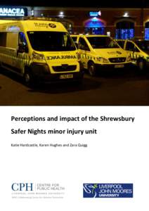 Perceptions and impact of the Shrewsbury Safer Nights minor injury unit Katie Hardcastle, Karen Hughes and Zara Quigg WHO Collaborating Centre for Violence Prevention