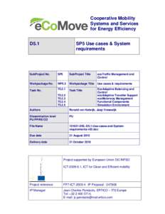 Cooperative Mobility Systems and Services for Energy Efficiency D5.1  SP5 Use cases & System