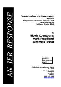 AN IER RESPONSE  INSTITUTE BRIEFING Implementing employee owner status