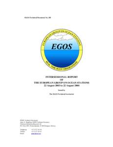 EGOS Technical Document NoINTERSESSIONAL REPORT OF THE EUROPEAN GROUP ON OCEAN STATIONS 22 August 2003 to 22 August 2004