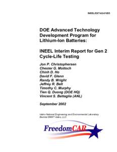 INEEL/EXT[removed]DOE Advanced Technology Development Program for Lithium-Ion Batteries: INEEL Interim Report for Gen 2