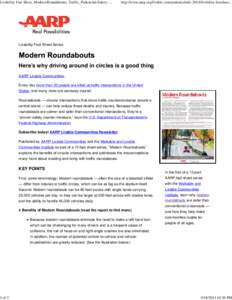 Livability Fact Sheet, Modern Roundabouts, Traffic, Pedestrian Safety - AARP