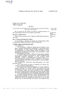 PUBLIC LAW 108–275—JULY 15, STAT. 831 Public Law 108–275 108th Congress