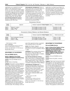 2005 Federal Registe, 70 FR 5204; Centralized Library: U.S. Fish and Wildlife Service - FR Doc[removed]
