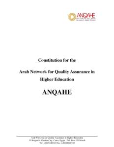 Constitution for the Arab Network for Quality Assurance in Higher Education ANQAHE