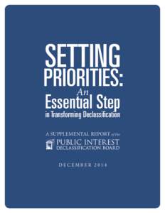 SETTING  PRIORITIES: An Essential Step