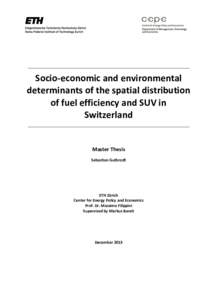 Socio-economic and environmental determinants of the spatial distribution of fuel efficiency and SUV in Switzerland  Master Thesis