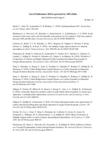 List of Publications 2018 is generated by MPG.PuRe http://pubman.mpdl.mpg.de 28-Mar-18 Birkel, C., Zeier, W., Lunkenbein, T., & Hlukhyy, VFestkörperchemieNachrichten aus der Chemie, 66(3), Bukh