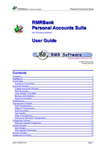 RMRBank (for Windows Mobile)  Personal Accounts Suite RMRBank Personal Accounts Suite