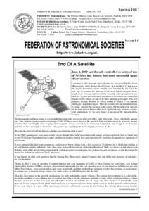Published by the Federation of Astronomical Societies  ISSNSpring 2001