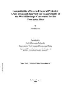 Compatibility of Selected Natural Protected Areas of Kazakhstan with the Requirements of the World Heritage Convention for the