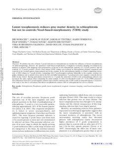 The World Journal of Biological Psychiatry, 2012; 13: 501–509  ORIGINAL INVESTIGATION