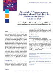 GreenSelect® Phytosome as an Adjunct to a Low-Calorie Diet for Treatment of Obesity: A Clinical Trial