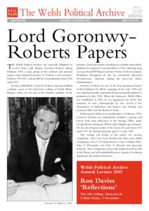 The Welsh Political Archive Newsletter - Summer 2003