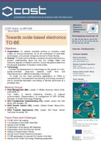 www.cost.eu/mpns  COST Action no.MP1308 20142018  Towards oxide-based electronics