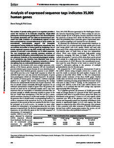 letter  © 2000 Nature America Inc. • http://genetics.nature.com Analysis of expressed sequence tags indicates 35,000 human genes
