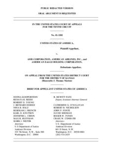 Brief for Appellant United States of America : U.S. v. AMR Corporation, American Airlines, Inc., and