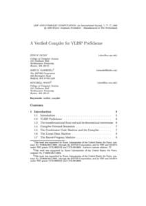 c  LISP AND SYMBOLIC COMPUTATION: An International Journal, ?, ??{ ??, Kluwer Academic Publishers { Manufactured in The Netherlands  A Veried Compiler for VLISP PreScheme