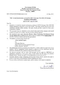 Government of India Bhabha Atomic Research Centre Beam Technology Development Group MumbaiREF : BTDG/UCUF/WORKS/AGI151164