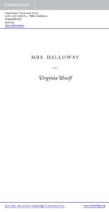 Cambridge University Press4 - MRS. Dalloway VirginiaWoolf Excerpt More information