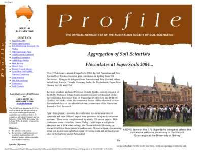 New Page 1  ISSUE 140 JANUARYTHE OFFICIAL NEWSLETTER OF THE AUSTRALIAN SOCIETY OF SOIL SCIENCE Inc