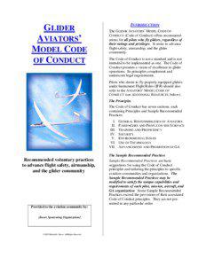 GLIDER AVIATORS’ MODEL CODE OF CONDUCT  INTRODUCTION