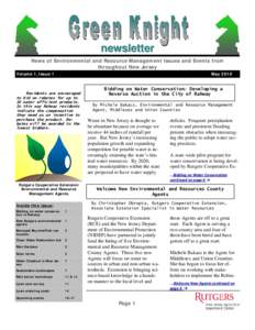 newsletter News of Environmental and Resource Management Issues and Events from throughout New Jersey Volume 1, Issue 1  May 2010