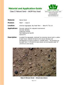 Material and Application Guide Class II Natural Sand – AAOM Ray Road 8800 Dix Avenue, Detroit, MichiganPhoneLEVY Fax
