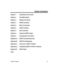 Quick Contents Chapter 1. Introduction and Tutorial  Chapter 2.