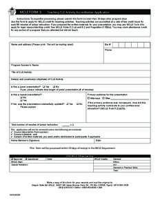 MCLE FORM 3:  Teaching CLE Activity Accreditation Application