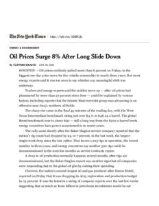 Oil Prices Surge 8% After Long Slide Down - NYTimes.com