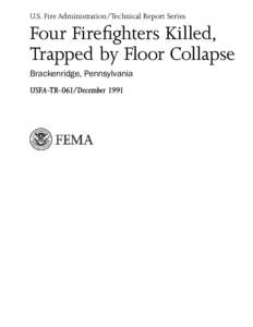 TR-061, Four Firefighters Killed, Trapped by Floor Collapse Brackenridge, Pennsylvania, December 1991