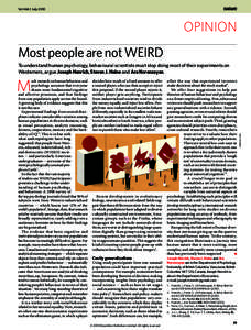 Vol 466|1 July[removed]OPINION Most people are not WEIRD  M