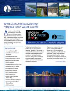 JUNENWC 2016 Annual Meeting: Virginia is for Water Lovers  A