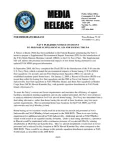 MEDIA RELEASE FOR IMMEDIATE RELEASE Public Affairs Office Commander U.S. Fleet