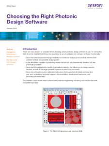 White Paper  Choosing the Right Photonic Design Software January 2016