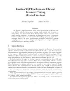Limits of CSP Problems and Eﬃcient Parameter Testing (Revised Version) Marek Karpinski∗  Roland Mark´o†