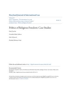 Politics of Religious Freedom: Case Studies