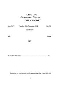 LESOTHO Government Gazette EXTRAORDINARY Vo1.XLVII