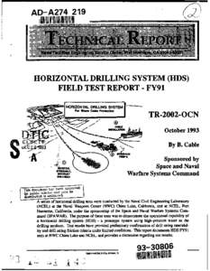 AD-A274 219 ..,..-... .. .  HORIZONTAL DRILLING SYSTEM (HDS)