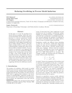 Reducing Overfitting in Process Model Induction  Will Bridewell  Narges Bani Asadi 