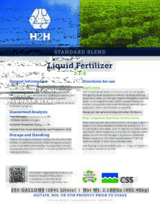 STA N DA RD B LE N D  Liquid FertilizerGeneral Information
