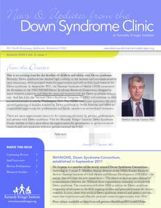 News & Updates from the  Down Syndrome Clinic at Kennedy Krieger Institute