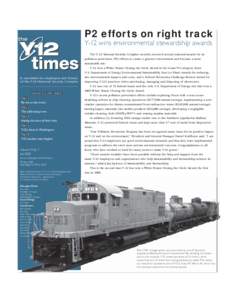 P2 efforts on right track Y-12 wins environmental stewardship awards A newsletter for employees and friends of the Y-12 National Security Complex