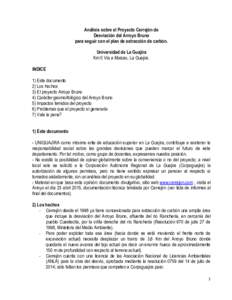 Análisis sobre el Proyecto Cerrejón de Desviación del Arroyo Bruno para seguir con el plan de extracción de carbón. Universidad de La Guajira Km 5 Vía a Maicao, La Guajira. INDICE