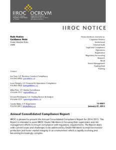 Annual Consolidated Compliance Report 2014