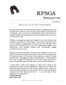 KPSGA NEWSLETTER March2015 MESSAGE