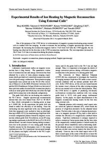 Plasma and Fusion Research: Regular Articles  Volume 9, Experimental Results of Ion Heating by Magnetic Reconnection Using External Coils∗)