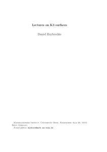 Lectures on K3 surfaces Daniel Huybrechts